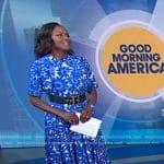 Deborah’s white and blue floral dress on Good Morning America