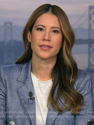 Deirdre Bosa's chambray double breasted blazer on NBC News Daily