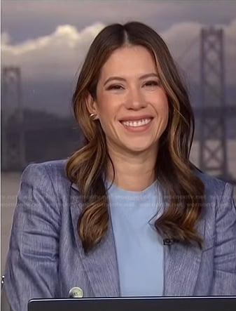 Deirdre Bosa’s chambray double breasted blazer on NBC News Daily