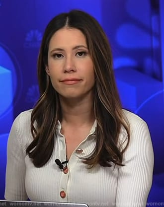 Deirdre's white ribbed polo top on NBC News Daily