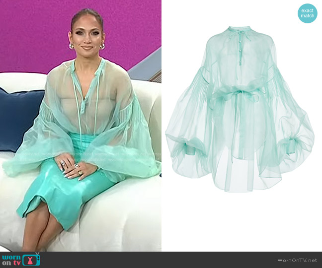 Del Core Sheer Button-Up Shirt worn by Jennifer Lopez on Today