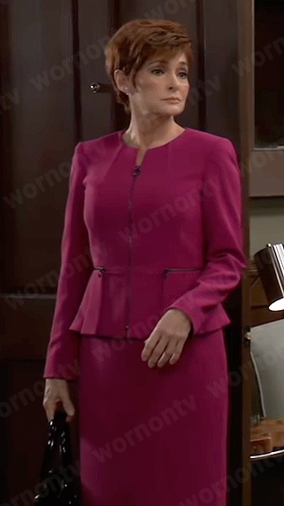 Diane's pink peplum skirt suit on General Hospital