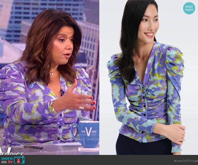 Diane von Furstenberg Gladys Reversible Top worn by Ana Navarro on The View