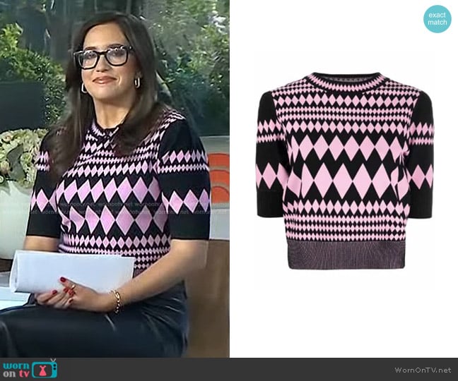 Diane von Furstenberg Harlequin-Pattern Top worn by Savannah Sellers on Today