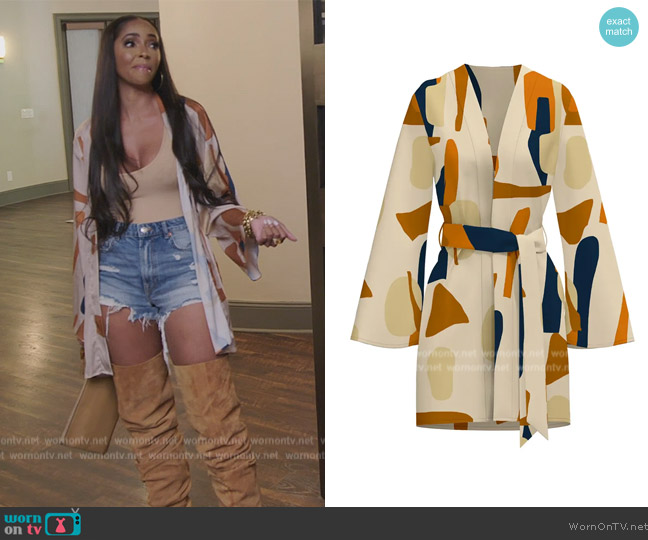 Diarrablu Tilo Print Lightweight Wrap Jacket worn by Courtney on The Real Housewives of Atlanta