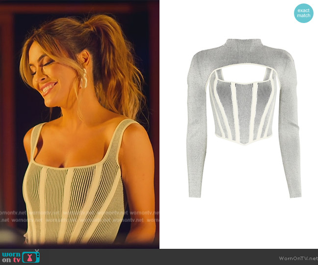 Dion Lee Pointelle Layered Rib Corset Top worn by Chrishell Stause on Selling Sunset