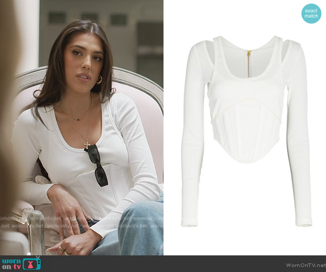 Dion Lee Cropped Corset Top worn by Sistine Stallone on The Family Stallone