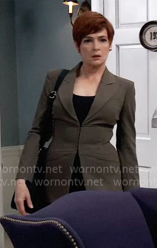 Diane's olive green corset blazer on General Hospital