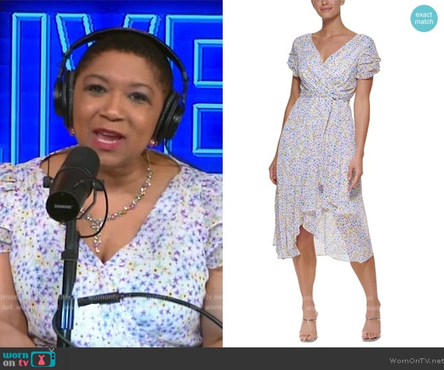 DKNY Floral Print Midi Wrap Dress worn by Deja Vu on Live with Kelly and Mark