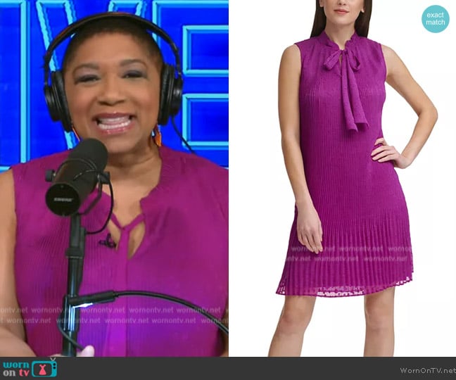 WornOnTV: Deja Vu’s purple tie neck dress on Live with Kelly and Mark ...