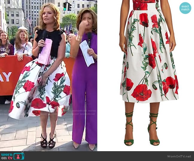 Dolce & Gabbana Poppy Print Midi-Skirt worn by Savannah Guthrie on Today