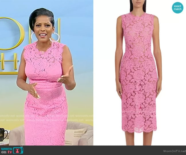 Dolce and Gabbana Lace Midi Dress worn by Tamron Hall on Tamron Hall Show