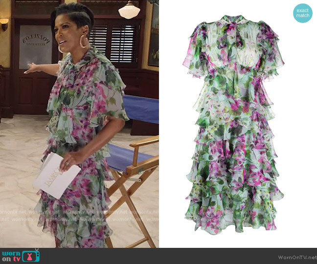 Dolce and Gabbana Ruffled Floral-print Dress worn by Tamron Hall on Tamron Hall Show