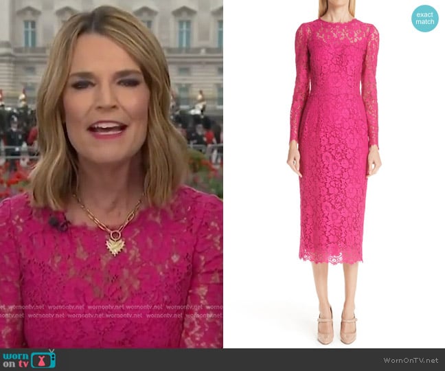 Dolce & Gabbana Lace Sheath Dress worn by Savannah Guthrie on Today