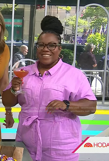 Dominique Charles's pink utility jumpsuit on Today