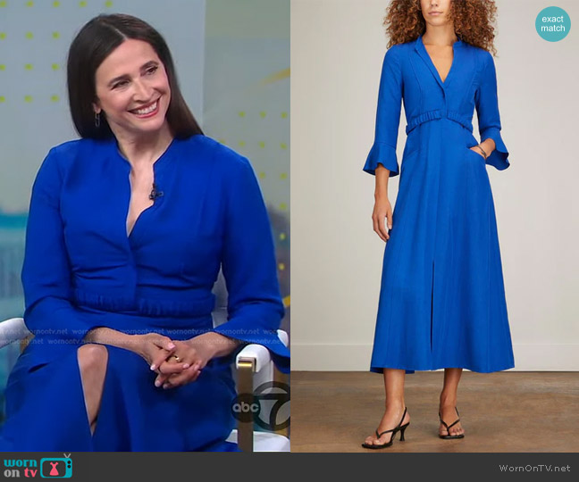 WornOnTV: Michaela Watkins’s blue midi dress on Good Morning America ...