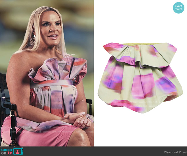 Dries Van Noten Ruffle-trimmed floral top worn by  on The Real Housewives Ultimate Girls Trip