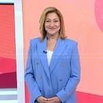 Edie Falco’s blue double breasted blazer on Today