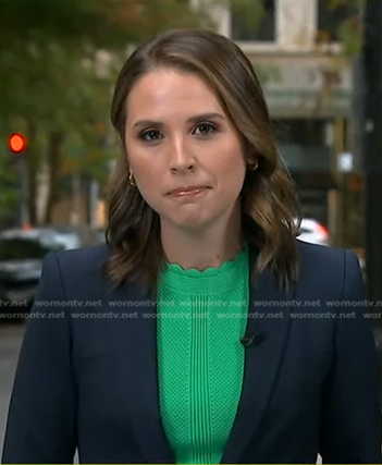 Elizabeth’s green scalloped top on Good Morning America