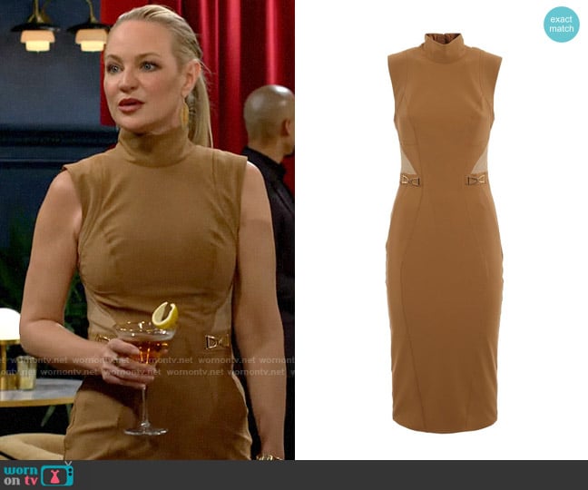 Elisabetta Franchi Bielastic sheath dress worn by Sharon Newman (Sharon Case) on The Young and the Restless