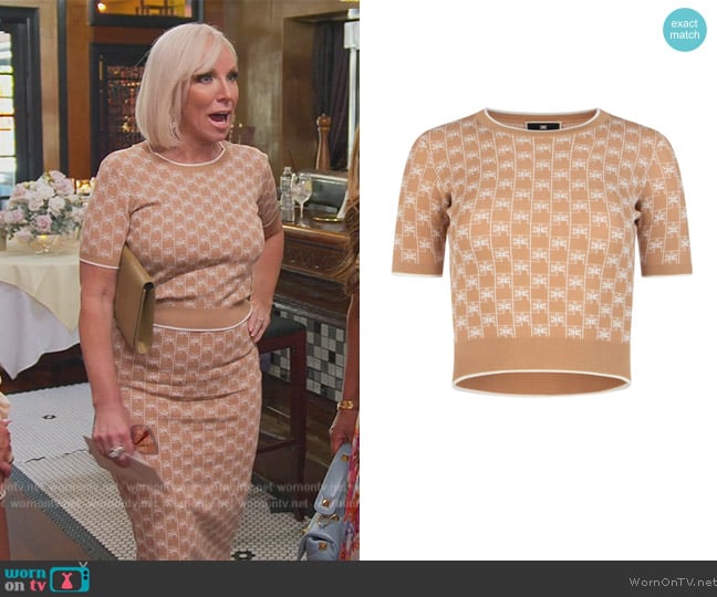 Elisabetta Franchi Two-Toned Knitted Top worn by Margaret Josephs on The Real Housewives of New Jersey