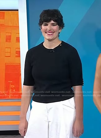 Elise Loehnen's black short sleeve sweater on Today