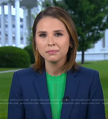 Elizabeth’s green scalloped top on Good Morning America