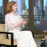 Ellie Kemper’s white floral print dress on Live with Kelly and Mark