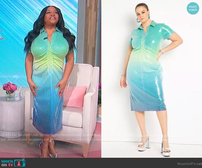 Eloquii Ombre Sequin Midi Dress worn by Sherri Shepherd on Sherri