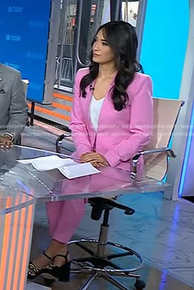 Emilie's pink jacket and belted pants on Today