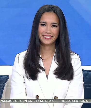 Emilie’s white double breasted blazer on Today