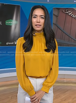 Emilie's yellow mock neck blouse on Today