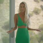 Emma’s green twist front top and skirt on Selling Sunset