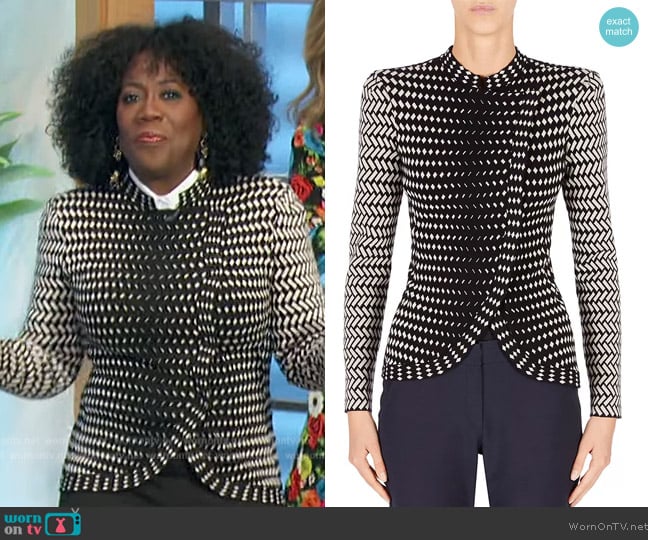 Emporio Armani Asymmetric Front Jacquard Blazer worn by Sheryl Underwood on The Talk