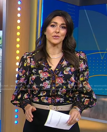 Erielle’s black floral blouse on Good Morning America