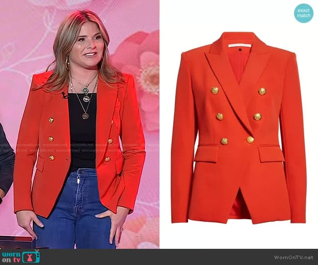 Veronica Beard Miller Dickey Jacket in Flame Red worn by Jenna Bush Hager on Today