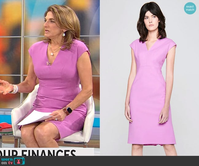 Escada Wool Stretch Cap-Sleeve Dress worn by Jill Schlesinger on CBS Mornings