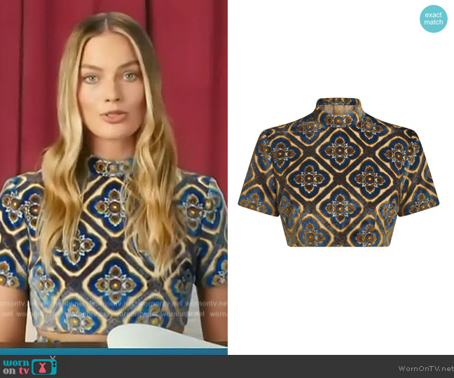 L'Agence Kallie Crossover Bodysuit worn by Margot Robbie on Access Hollywood