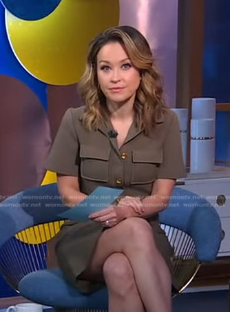 Eva’s khaki short sleeve shirtdress on Good Morning America