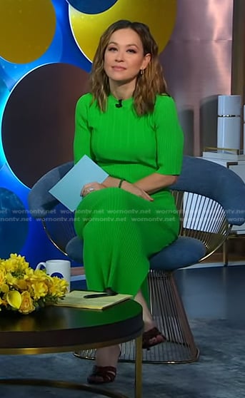 Eva’s green ribbed knit dress on Good Morning America