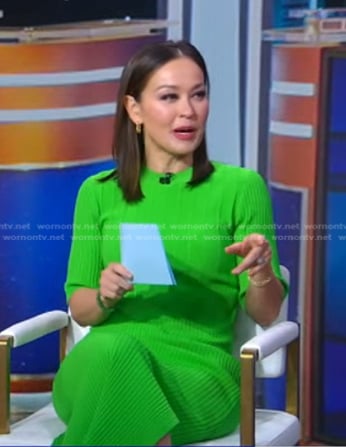 Eva’s green ribbed knit dress on Good Morning America