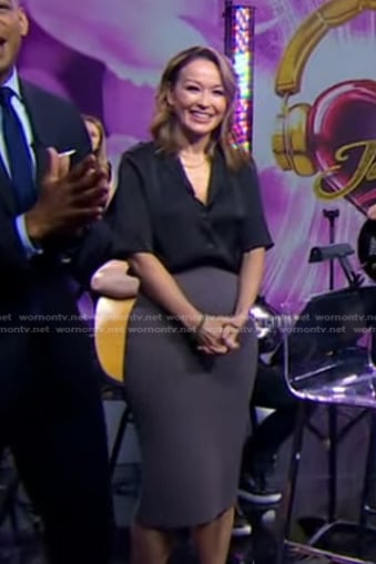 Eva’s grey pencil skirt on Good Morning America