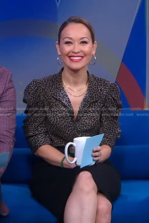 Eva’s leopard puff sleeve top on Good Morning America