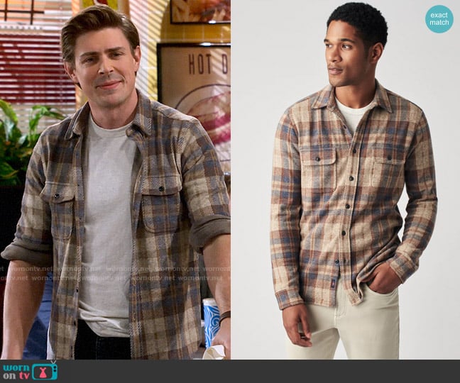 Faherty Legend Sweater Shirt in Bozeman Plaid worn by Jesse (Christopher Lowell) on How I Met Your Father