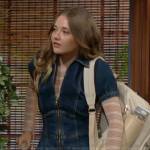 Faith’s zip front denim dress on The Young and the Restless