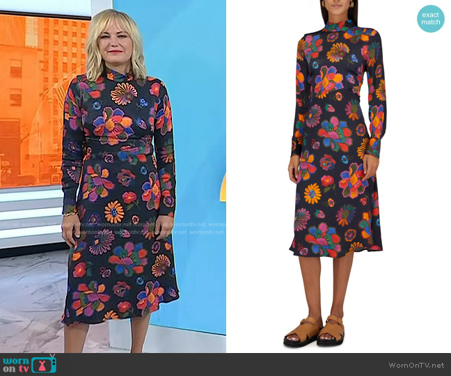 Farm Rio Lily's Garden midi dress worn by Malin Akerman on Today