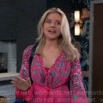 Felicia's pink floral tie waist blouse on General Hospital