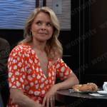 Felicia’s orange and white dot print midi dress on General Hospital