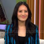 Fiona Co Chan’s blue striped suit on CBS Mornings