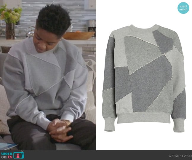 Frame Patchwork Cotton Sweatshirt worn by Tamia Cooper (Bre Z) on All American